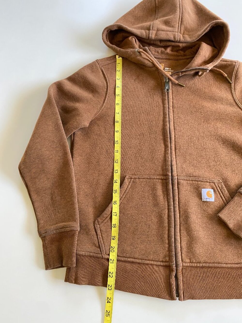 Carhartt Women's Relaxed Fit Oversized Zip Hoodie XS Brown Grunge Faded Patina - Picture 8 of 10